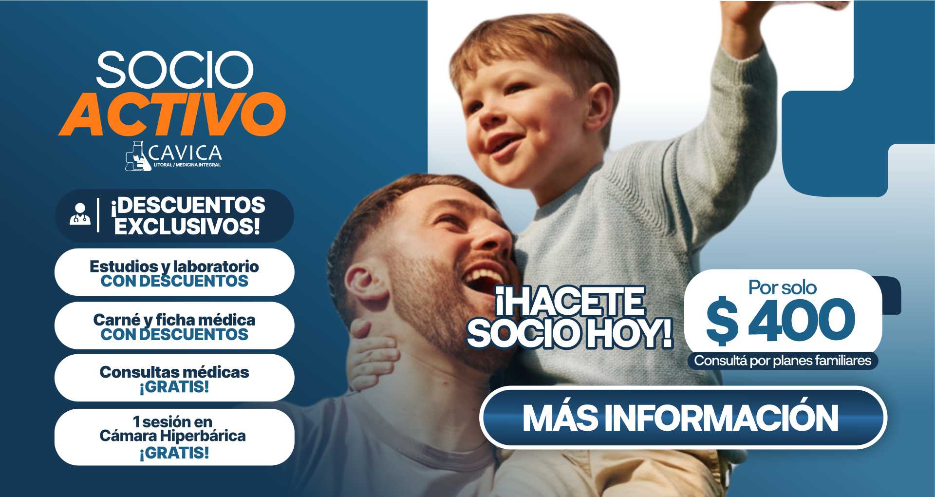Socio Activo Cavica: descuentos exclusivos, hacete socio por $400